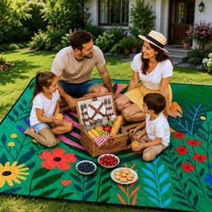 Lean EDUKAMP Koc piknikowy plażowy turystyczny mata rośliny kolorowa 100x150 cm [kod produktu: 31065] 5