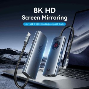 HUB USB Vention Vention USB-C 6w1 | 8K@30Hz | 100W PD | LED 2