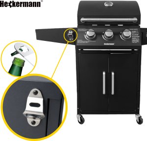 Heckermann Grill gazowy ogrodowy stalowy nierdzewny 5+1 YF-01JY03-B żeliwny ruszt 11,6 kW czarny 14