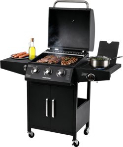 Heckermann Grill gazowy ogrodowy stalowy nierdzewny 5+1 YF-01JY03-B żeliwny ruszt 11,6 kW czarny 16