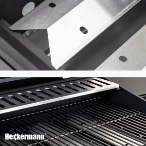 Heckermann Grill gazowy ogrodowy stalowy nierdzewny 5+1 YF-01JY03-B żeliwny ruszt 11,6 kW czarny 7