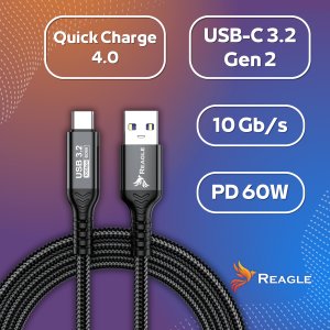 Reagle Kabel USB C - USB-A 5M DO OCULUS STEAM VR QUEST 3 3S META TETHERING USB-A PD 60W 10Gbps REAGLE 3