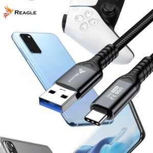Reagle Kabel USB C - USB-A 5M DO OCULUS STEAM VR QUEST 3 3S META TETHERING USB-A PD 60W 10Gbps REAGLE 8