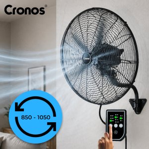 Termowentylator Cronos Wentylator ścienny z pilotem Cronos 50cm Czarny Wiatrak na ścianę cichy mocny 4