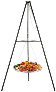 Springos Grill ogrodowy wiszący na stojaku z regulacją wysokości ruszt 50 cm Uniwersalny 4