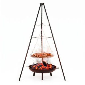 Springos Grill ogniskowy, wiszący na stojaku z regulacją wysokości, palenisko, ruszt 50 cm UNIWERSALNY 3