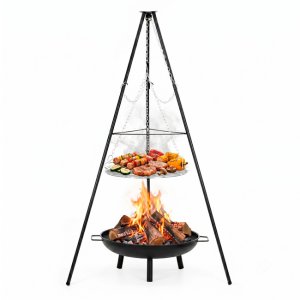 Springos Grill ogniskowy, wiszący na stojaku z regulacją wysokości, palenisko, ruszt 50 cm UNIWERSALNY 4