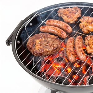 Springos Grill węglowy zamykany pokrywą okrągły ruszt 41 cm przenośny czarno-czerwony Uniwersalny 12
