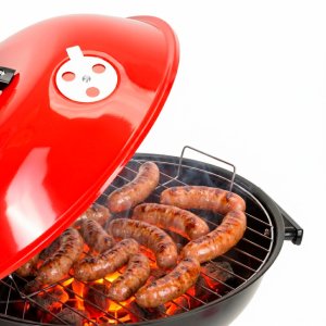 Springos Grill węglowy zamykany pokrywą okrągły ruszt 41 cm przenośny czarno-czerwony Uniwersalny 14