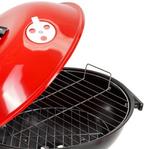 Springos Grill węglowy zamykany pokrywą okrągły ruszt 41 cm przenośny czarno-czerwony Uniwersalny 15