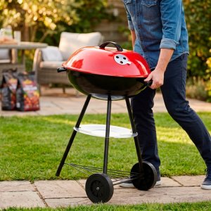 Springos Grill węglowy zamykany pokrywą okrągły ruszt 41 cm przenośny czarno-czerwony Uniwersalny 4