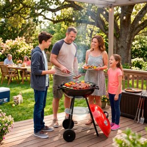 Springos Grill węglowy zamykany pokrywą okrągły ruszt 41 cm przenośny czarno-czerwony Uniwersalny 6