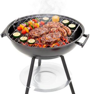 Springos Grill węglowy zamykany pokrywą okrągły ruszt 41 cm przenośny czarno-czerwony Uniwersalny 10