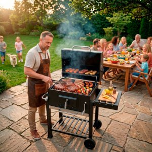 Springos Grill węglowy ogrodowy z pokrywą termometr ruszt emaliowany Uniwersalny 2