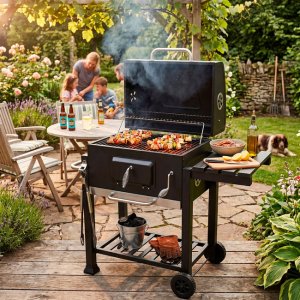 Springos Grill węglowy ogrodowy z pokrywą termometr ruszt emaliowany Uniwersalny 3