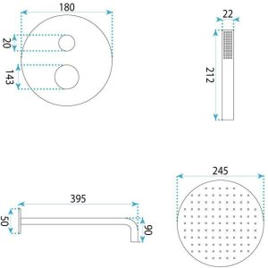 Zestaw podtynkowy Rea Zestaw natryskowy podtynkowy Venti Miedź + Box 10
