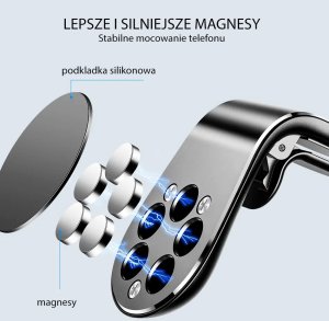 Roadstar Uchwyt samochodowy magnetyczny na kratkę nawiewu AirGrip mocne magnesy 5