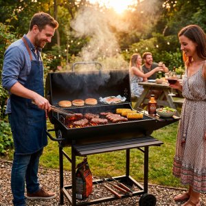 Springos Grill węglowy ogrodowy z pokrywą termometrem duży ruszt grillowy Uniwersalny 21