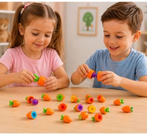 LeanToys Sorter Edukacyjny Marchewki Dopasowywanie Kształtów Kolorów 12 szt. 4