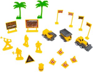 click4TOYS Piasek kinetyczny Plac budowy dla dzieci Walizka Pojazdy budowlane Figurki 8