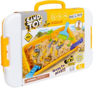 click4TOYS Piasek kinetyczny dla dzieci pojazdy z napędem figurki piaskownica zestaw (5906708103195) 3
