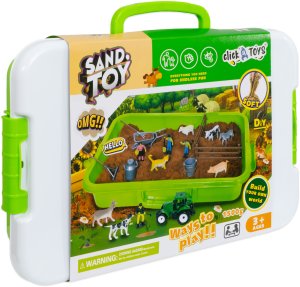 click4TOYS Piasek kinetyczny dla dzieci farma figurki zwierzątka traktor taczka zestaw 2