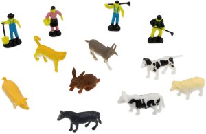 click4TOYS Piasek kinetyczny dla dzieci farma figurki zwierzątka traktor taczka zestaw 4