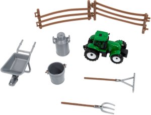 click4TOYS Piasek kinetyczny dla dzieci farma figurki zwierzątka traktor taczka zestaw 5