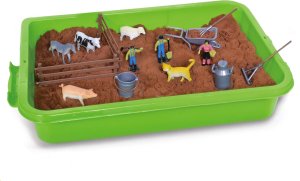 click4TOYS Piasek kinetyczny dla dzieci farma figurki zwierzątka traktor taczka zestaw 7