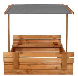 Springos Piaskownica zamykana z ławkami i daszkiem 120x120 cm drewno iglaste impregnowana Uniwersalny 2