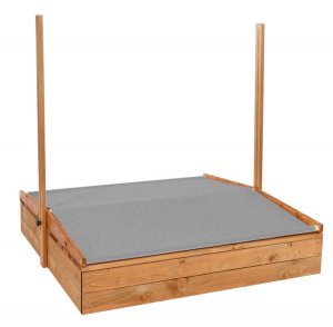 Springos Piaskownica zamykana z ławkami i daszkiem 120x120 cm drewno iglaste impregnowana Uniwersalny 3