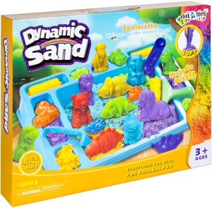 click4TOYS Piasek kinetyczny dla dzieci zestaw XXL zwierzątka dinozaury ZOO foremki 3D (5906708103256) 2