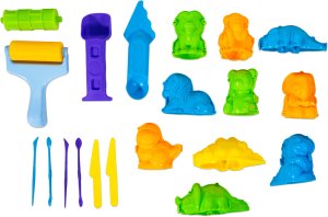 click4TOYS Piasek kinetyczny dla dzieci zestaw XXL zwierzątka dinozaury ZOO foremki 3D (5906708103256) 5