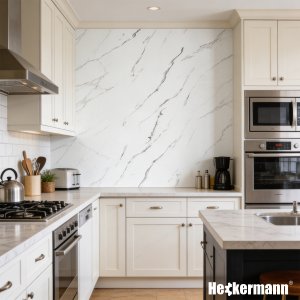 Heckermann Samoprzylepny panel ścienny Marmur Biały PCV Laminat Połysk 10szt 40x80cm Płytki 3D 12
