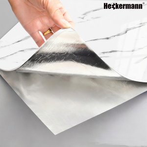 Heckermann Samoprzylepny panel ścienny Marmur Biały PCV Laminat Połysk 10szt 40x80cm Płytki 3D 3