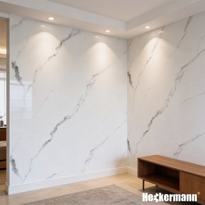 Heckermann Samoprzylepny panel ścienny Marmur Biały PCV Laminat Połysk 10szt 40x80cm Płytki 3D 8