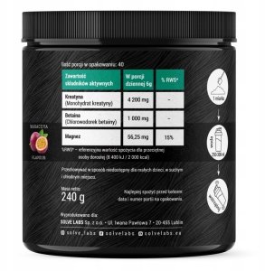 Solve Labs SolveLabs Creatine+ 240g Marakuja kreatyna monohydrat kreatyny one size 2