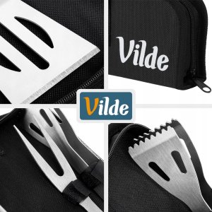 Vilde Zestaw 3 stalowych przyborów do grilla w etui 489424 3