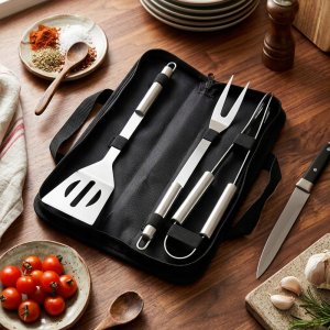 Vilde Zestaw 3 stalowych przyborów do grilla w etui 489424 6