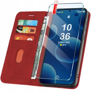 krainaGSM Etui Z Klapką Do Samsung A55 5G Zamykane Magnetyczne Skórzane + Szkło 9H 2