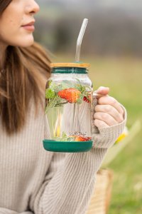 Vialli Design Słoik ze słomką 600 ml zielony Fuori 29828 13