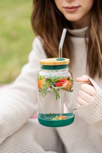 Vialli Design Słoik ze słomką 600 ml zielony Fuori 29828 14