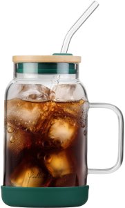 Vialli Design Słoik ze słomką 600 ml zielony Fuori 29828 2