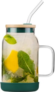 Vialli Design Słoik ze słomką 600 ml zielony Fuori 29828 5