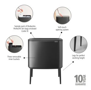 Kosz na pranie Brabantia Bo Touch Hi 3x11 l Confident Grey (233586) 16