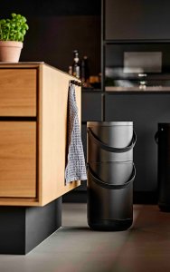 Kosz na pranie Zone na śmieci Circular 22 l + 12 l Black (26521) 2