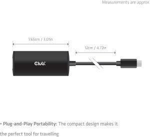 Adapter USB Club 3D Club3D Adaptér USB-C na RJ45, 10Gb, M/F, 12cm 3
