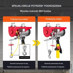 Hoalte Wciągarka elektryczna 400kg 230V z pilotem 4m i liną 12m do garażu 5