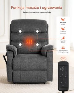 TaoTronics Fotel elektryczny z funkcją wstawania masaż i grzanie regulowany dla seniora 3