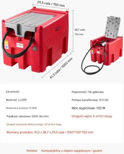 Lumarko Zbiornik paliwa 440L z pompą 12V dystrybutor mobilny do diesla 2